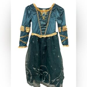 Disney Store Dress Merida Brave Pixar Tulle Ruffled Hem Dress Up Costume 7/8 Kid